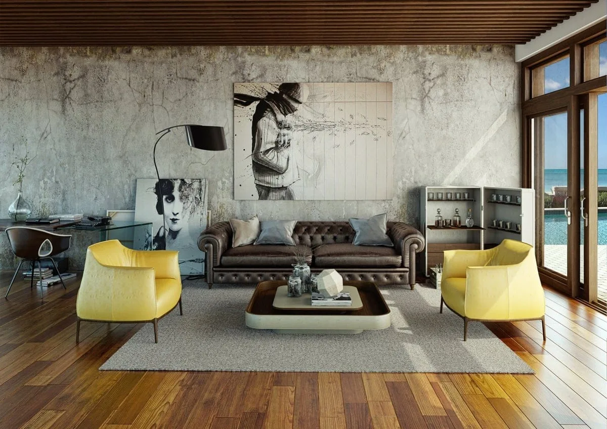 Colour layered across multiple décor elements in an interior