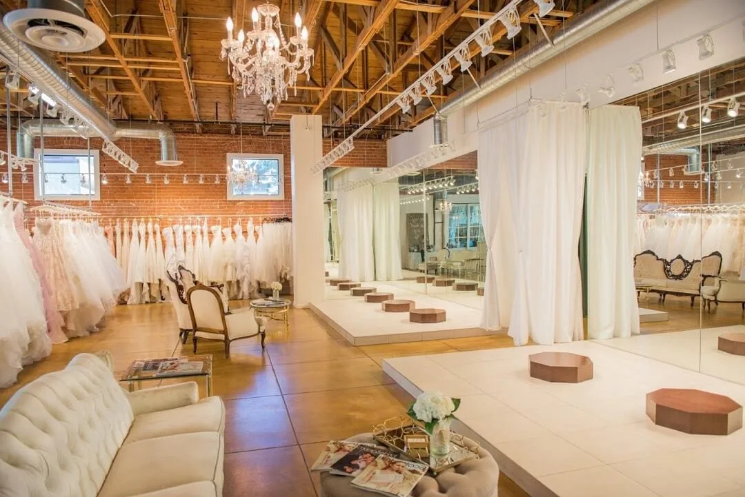 A showroom layout with wide walkways guiding customers around