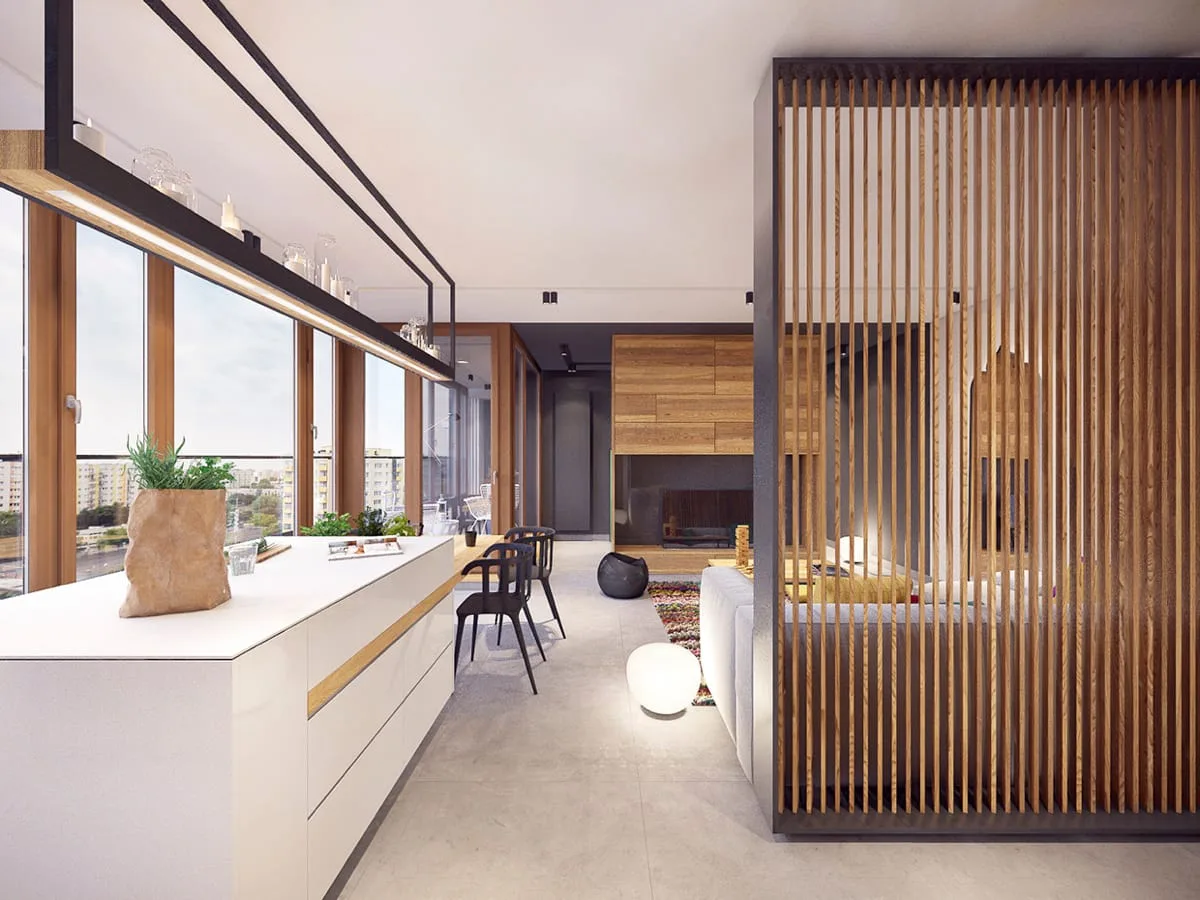 Wood slats in interior design