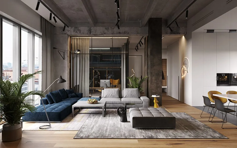 Interior design for a 100m2 3-bedroom apartment