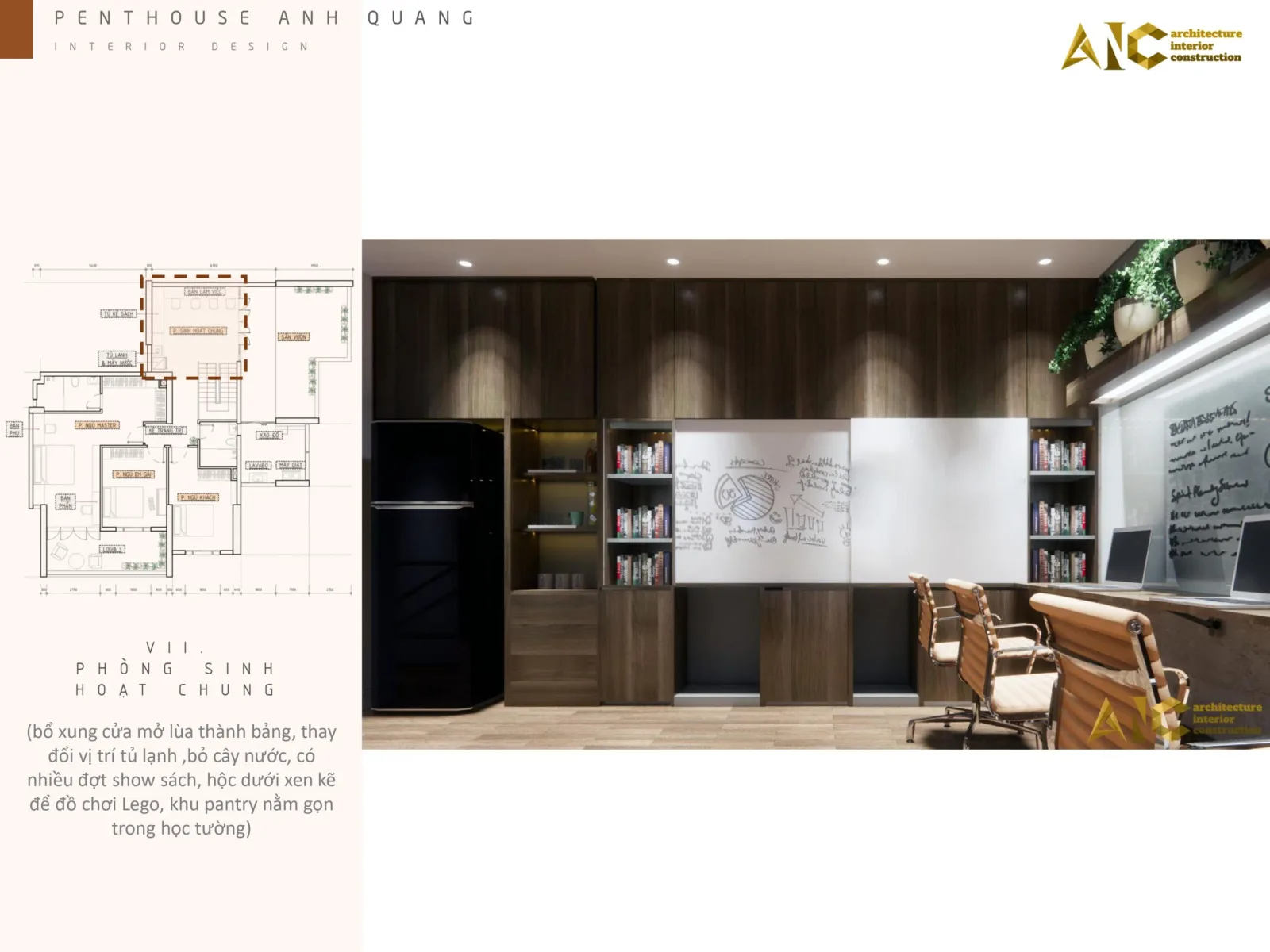 Nội thất căn hộ do AIC thi công, tối ưu cho làm việc tại nhà