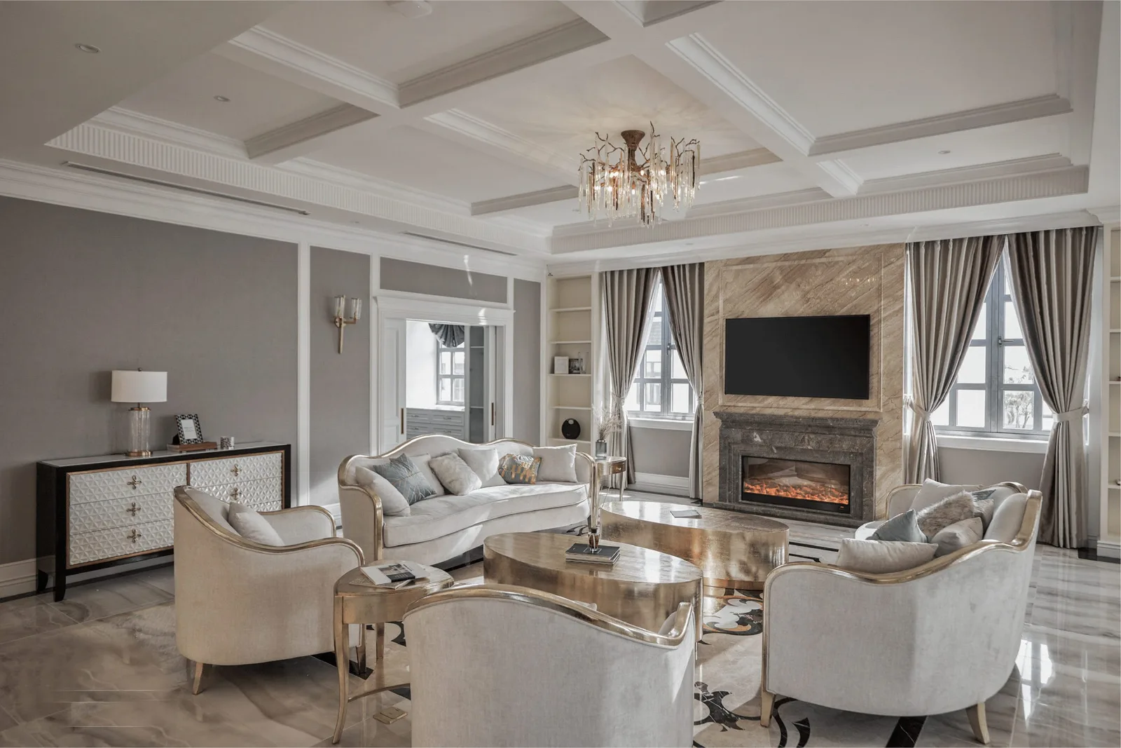 Elegant neoclassical townhouse interior design