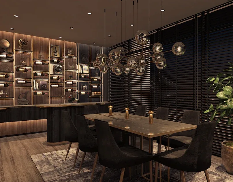 Private dining room and lounge area inside a restaurant