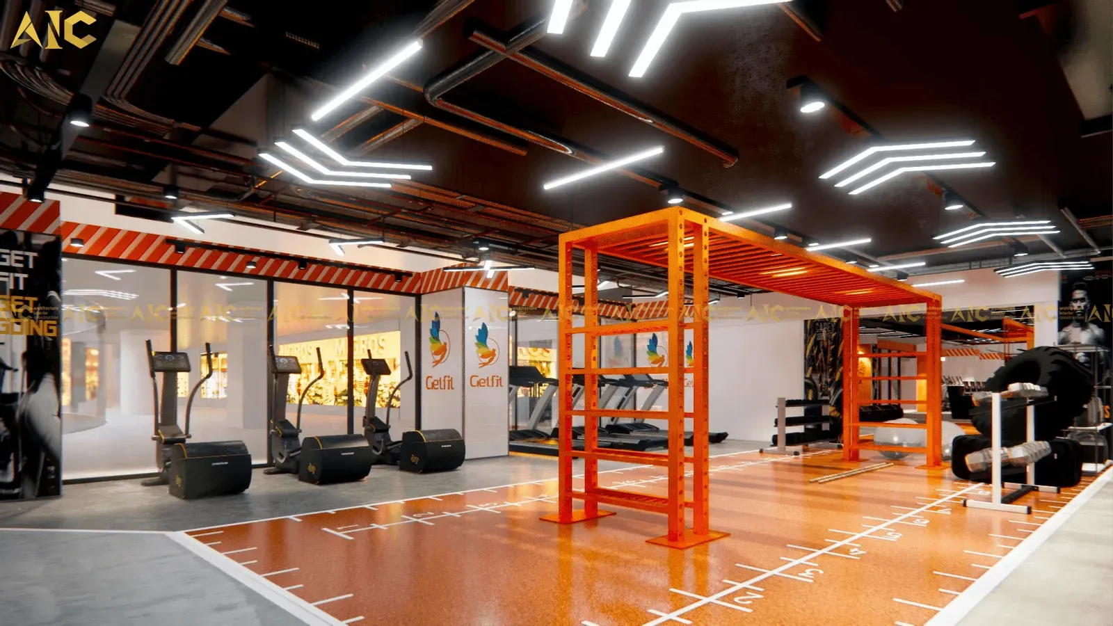 GetFit gym design & build — Oriental branch — 3D design render 6