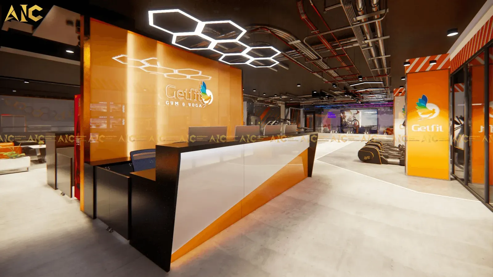 GetFit gym design & build — Oriental branch — 3D design render 3