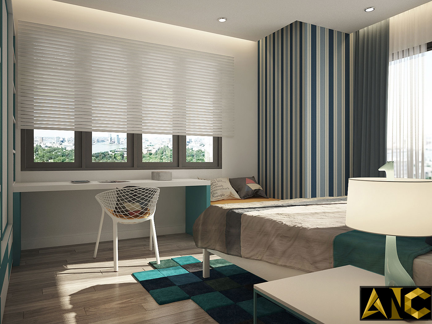 Thiết kế thi công nội thất: căn hộ Royal City phòng ngủ nhỏ view 2