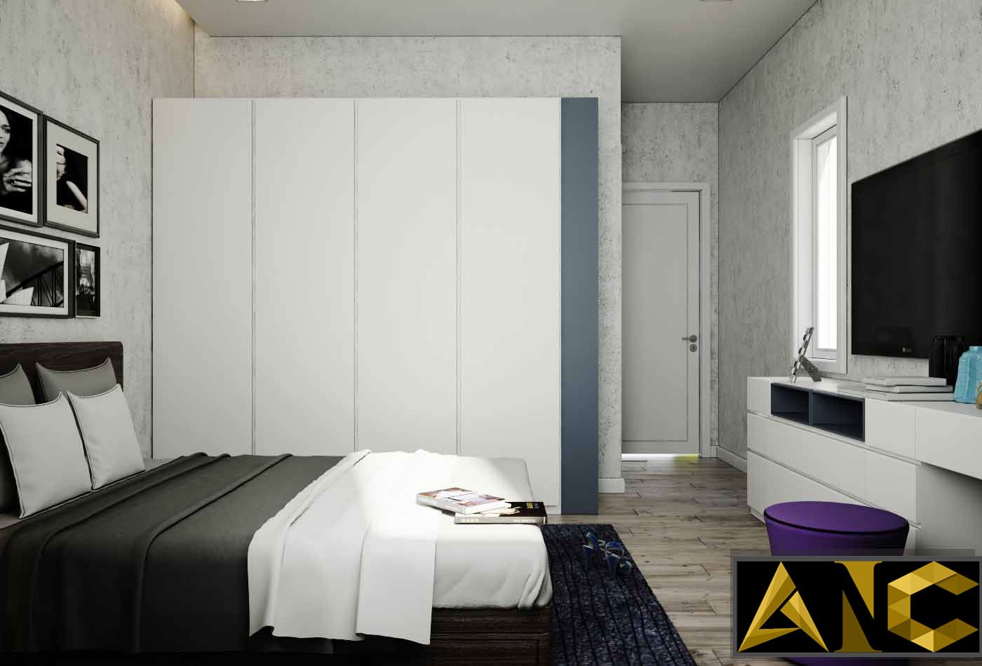 Thiết kế thi công nội thất: Căn hộ Masteri - phòng ngủ view 2