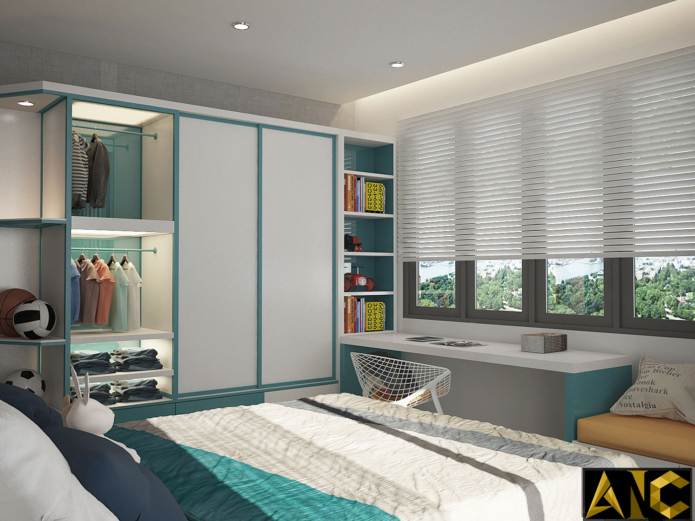 Thiết kế thi công nội thất: căn hộ Royal City phòng ngủ nhỏ view 1