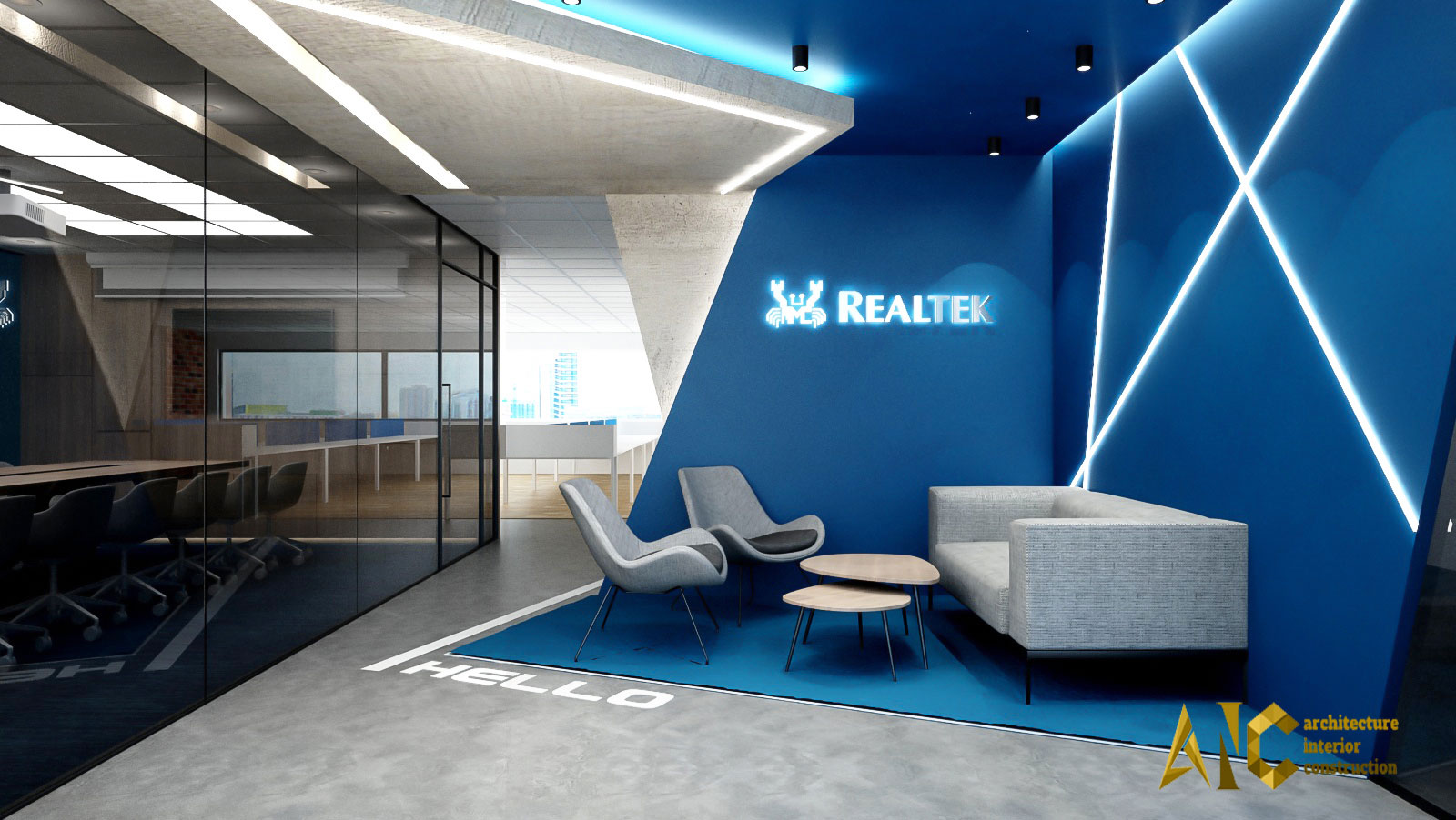 thiết kế nội thất văn phòng Realtek- phòng tiếp khách view 2