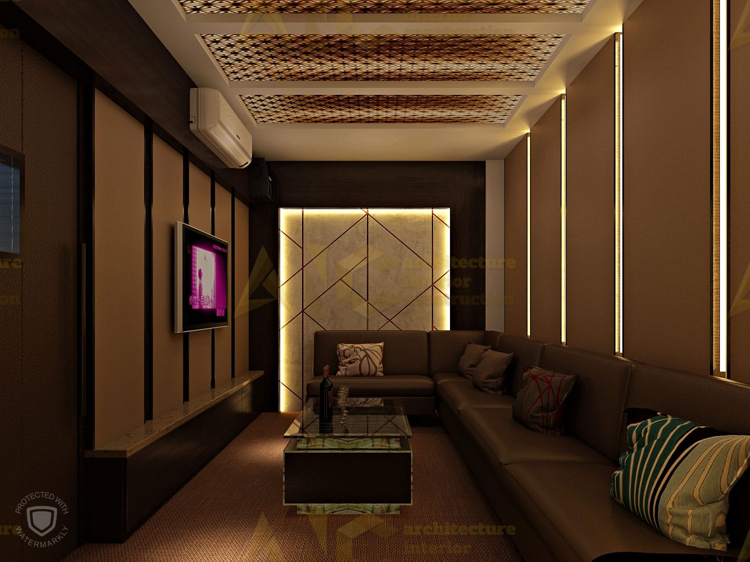 Thiết kế và thi công nội thất phòng karaoke- phòng 2 view 1