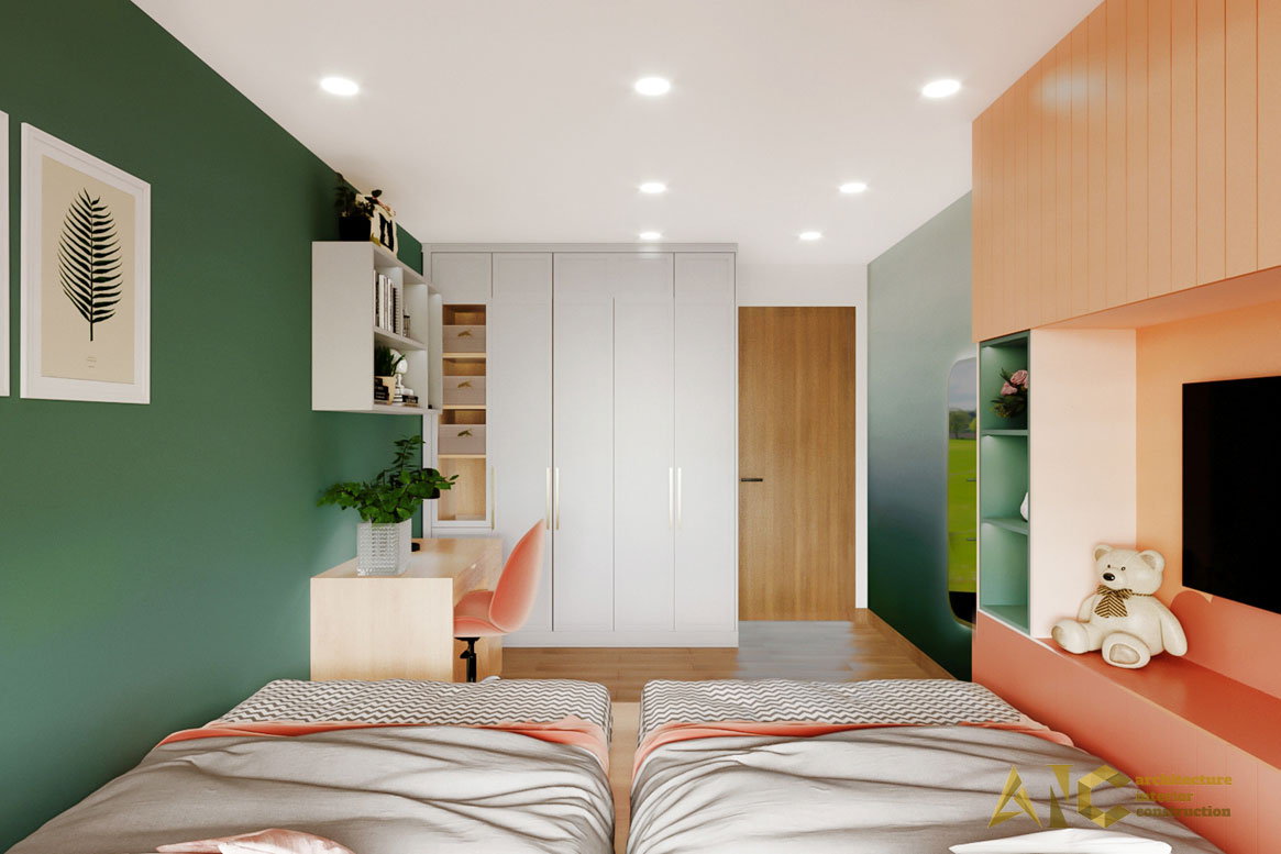 thiết kế thi công nội thất căn hộ chị Phượng Hà Đô Centrosa - phòng ngủ con 3