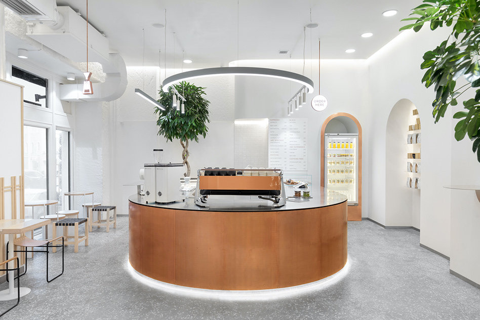 thiết kế quán cà phê phong cách tối giản