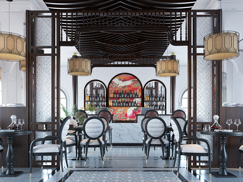 phong cách kiến trúc nội thất Indochine nhà hàng