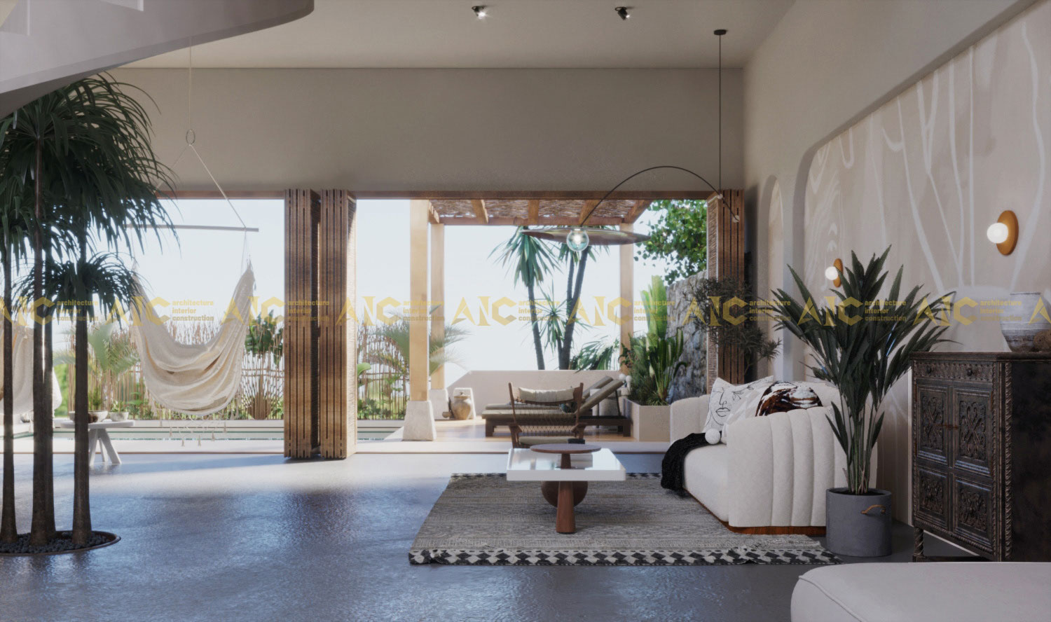 Phòng khách theo xu hướng phong cách thiết kế nội thất Coastal