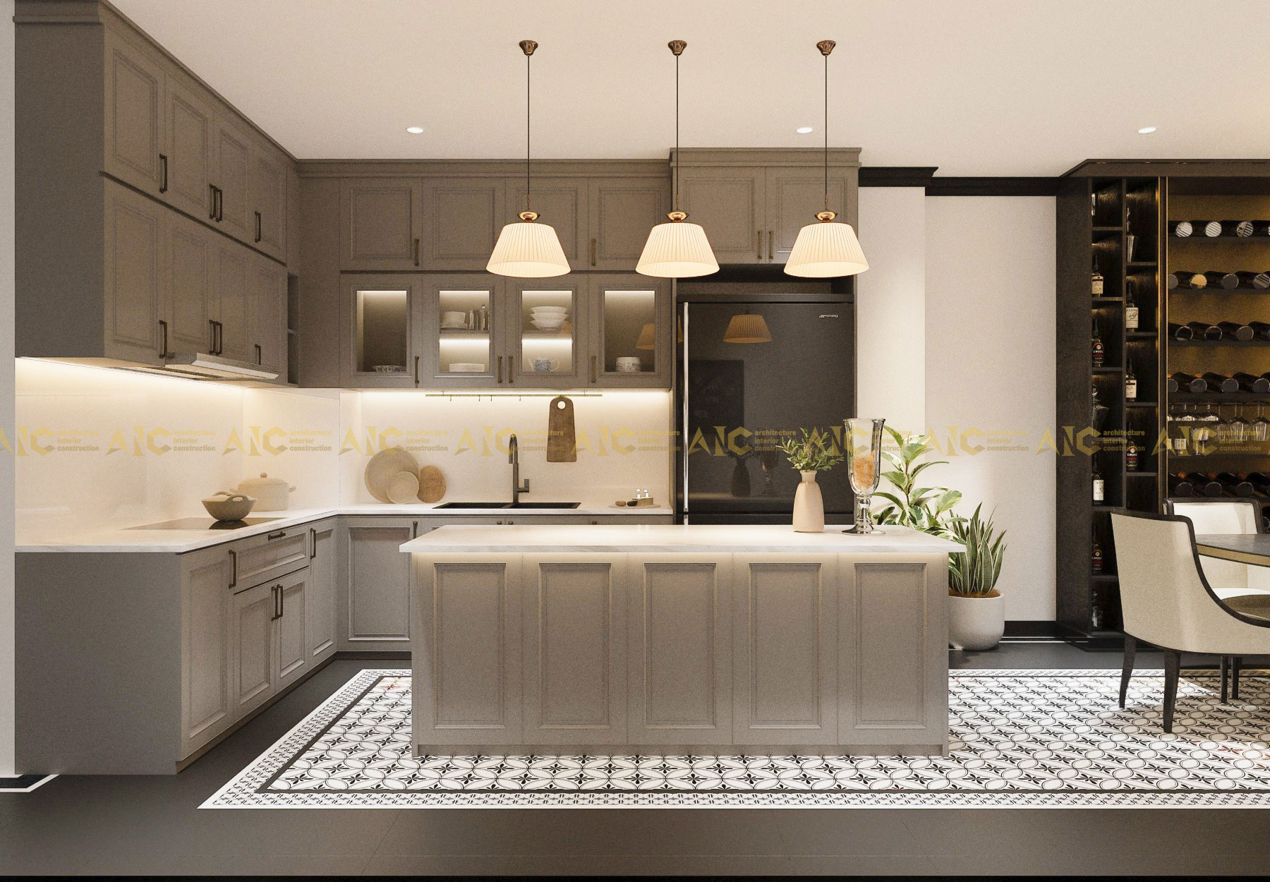 Phòng bếp theo phong cách thiết kế nội thất Indochine