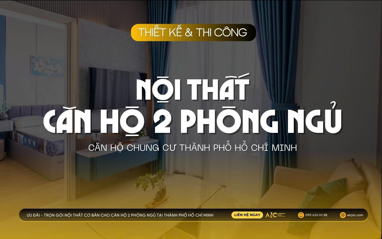 Thi công nội thất căn hộ 2 phòng ngủ chỉ 150 triệu đồng
