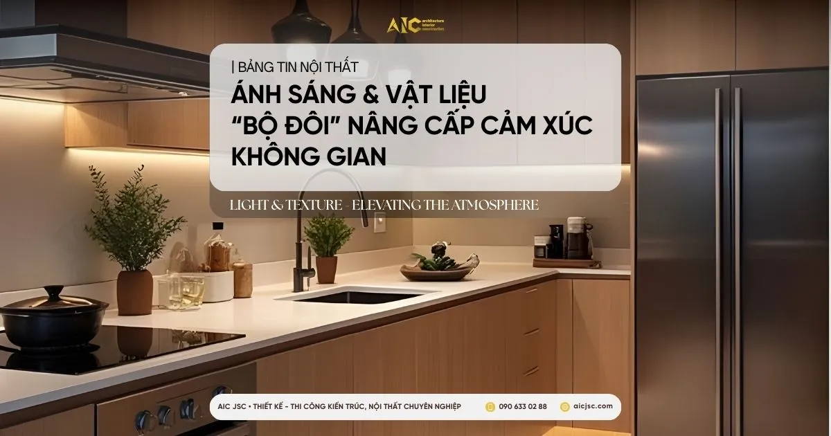 Kỹ thuật phối hợp ánh sáng và vật liệu nội thất để nâng cấp cảm xúc không gian - Chuyên gia AIC JSC