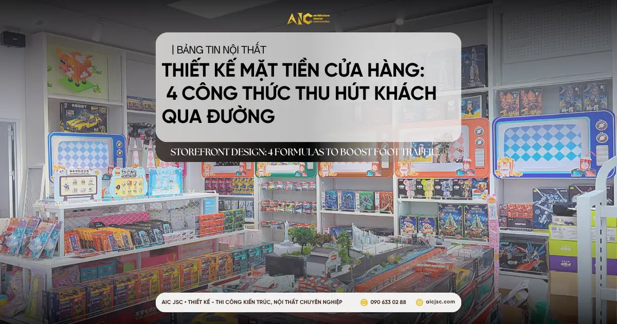 Cùng AIC JSC tham khảo các công thức thiết kế mặt tiền cửa hàng nhằm thu hút khách qua đường
