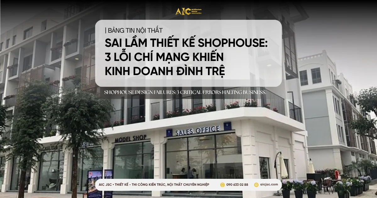 Sai lầm khi thiết kế nội thất shophouse làm giảm hiệu suất kinh doanh và cách khắc phục cùng AIC JSC