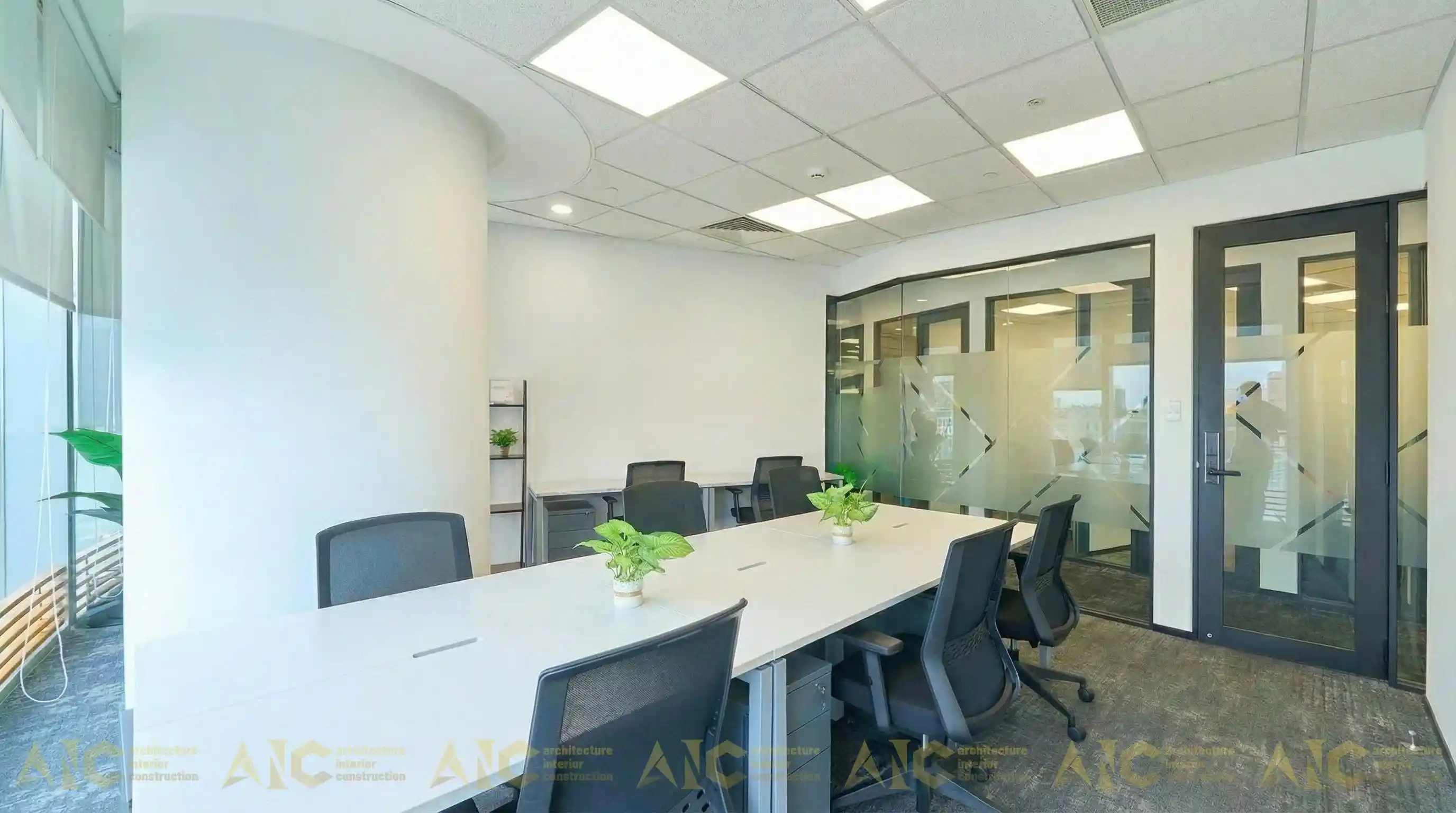 Thiết kế nội thất khu vực tiếp khách văn phòng chứng khoán VCBS sang trọng