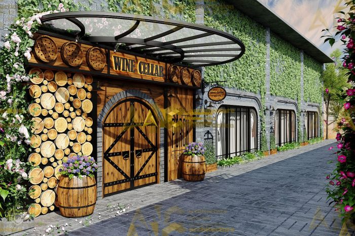 Thiết kế nội thất hầm rượu ban mê chị Vân- mặt tiền view 2